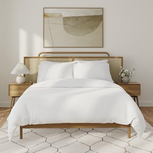 QuickZip Duvet Cover with Zipper Closure ??? Ultra Soft Long-Staple 100% Cotton, Oeko-Tex Certified, Durable Interior Corner Ties, Corner Clips (King/Cal King (1 Piece), White (Sateen))