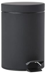 Zone Denmark Solo Pedal Bin, Small Bathroom Waste Bin with Lid, Hygienic Hands Free Trash Can with Removable Inner Bucket, Soft Touch Stainless Steel, 3 Litre, Ø 17 cm H 25 cm, Black