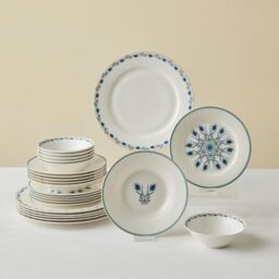 KARACA Forever Bone Iznik 24-Piece Dinner Set ??? 6 Person Fine Bone China Tableware ??? Multicolour Patterned Plates & Bowls ??? Decorative Floral Dining Set for Formal & Festive Occasions