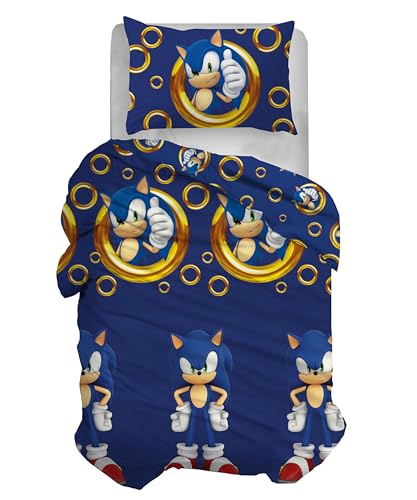 hermet Sonic Single Duvet Cover, Single Cotton, Duvet Cover Set with Pillowcase, 100% Cotton, Official Product