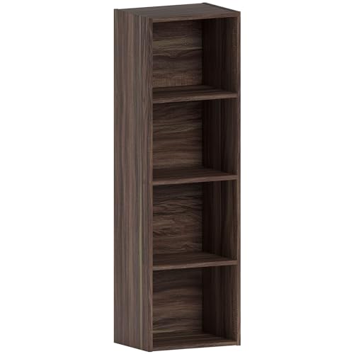 Vida Designs Oxford 4 Tier Cube Bookcase, Walnut Wooden Shelving Display Storage Unit Office Living Room Furniture