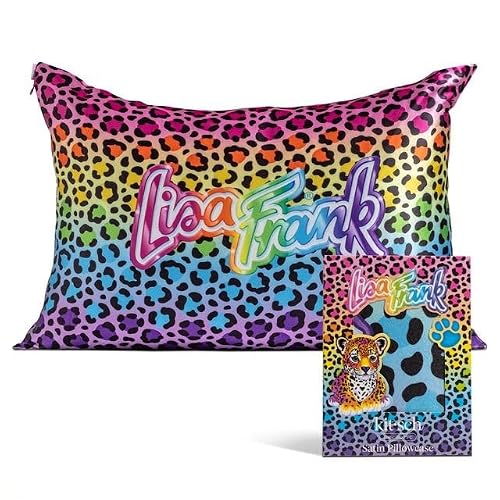 Lisa Frank x Kitsch Satin Pillowcase, Size 19x26 - Rainbow Leopard - Softer Than Silk Pillow Cases, Smooth Cooling Satin Pillow Case for Hair and Skin, Wrinkle-Free, Machine Washable