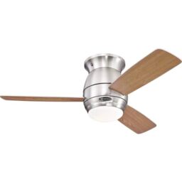 Westinghouse Lighting 72181 Halley 112-cm Brushed Nickel Indoor Ceiling Fan, Light Kit with Opal Frosted Glass