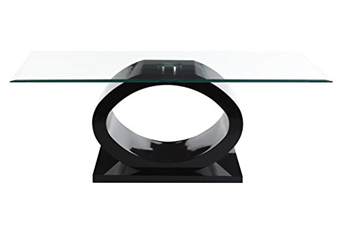 Premier Housewares Halo Coffee Table, Glass - 45 x 120 x 45 cm, Black