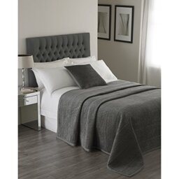 "Riva Paoletti Brooklands Luxury Super King Size Bedspread - Graphite Grey - Velvet Feel Quilt Design - Linen Border - 100% Polyester Filling - 265 x 265cm (104"" x 104"" inches) - Designed in the UK"