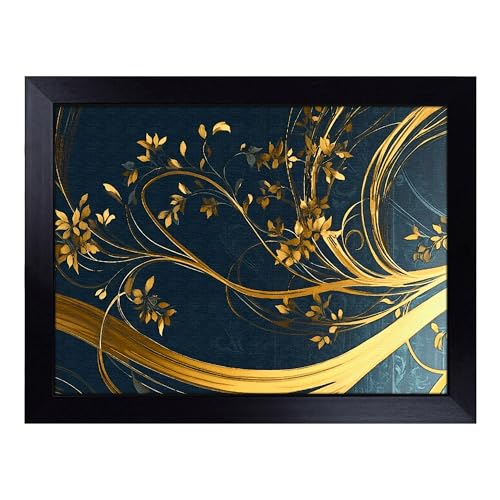 Lap Tray with Bean Bag Cushion, Art Nouveau Motif - Handmade in the UK, Raised Wooden Edge, Padded Cushion, Heat-Resistant Wipe-Clean Surface, for Meals, Laptops and Crafts