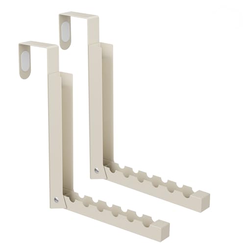 BAKON Over The Door Hanger Folding Clothes Drying Rack, Folding Hanging Coat Rack for Indoor Laundry Room Compact Small Space Foldable Portable Clothing Hanger Hook Collapsible-2 Pack (Beige)