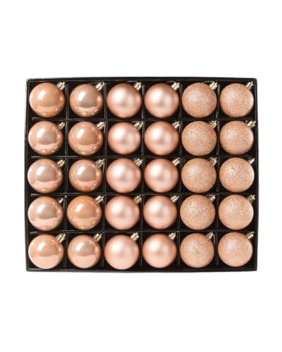 WeRChristmas Set of 50 Rose Gold Shatterproof Christmas Baubles