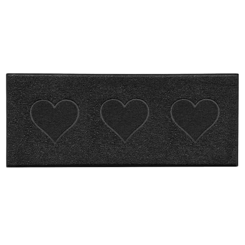 Nicoman Heart Shape Embossed Entrance Door Mat Non Slip Dirt Trapper PVC Spaghetti Mat with Rubber Base, Jet Washable Quick Drying Doormat Watertight Indoor or Outdoor - (Runner, Black, 150 x 60cm)