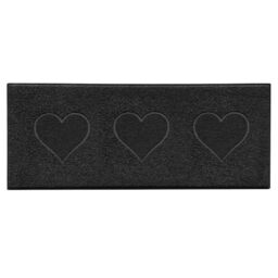 Nicoman Heart Shape Embossed Entrance Door Mat Non Slip Dirt Trapper PVC Spaghetti Mat with Rubber Base, Jet Washable Quick Drying Doormat Watertight Indoor or Outdoor - (Runner, Black, 150 x 60cm)