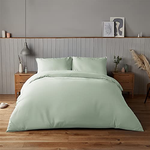 Silentnight Supersoft Duvet Set - Cosy & Comfortable Delicate Touch - Luxurious Easy Care Microfibre with Button Fastening - Stylish & Modern Duvet Quilt Cover + Pillowcase Bed Set, Single, Sage Green