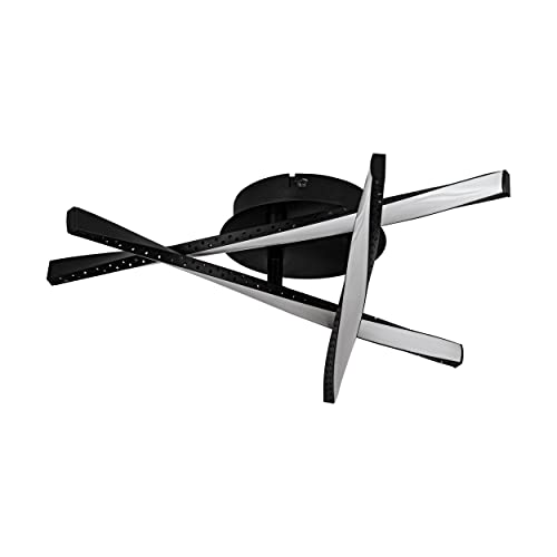 Eglo LED Ceiling lamp Adeje, Minimalist Light Fitting, Living Room, Bedroom and Hallway Lighting, Black Metal and White Plastic, Warm White, 16 x 44 cm