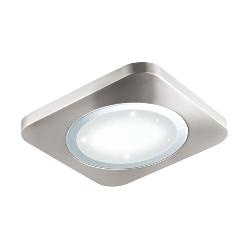 EGLO LED ceiling lamp Puyo-S, ceiling light, steel in matte nickel, chrome