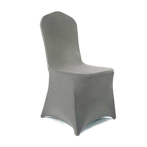Peomeise 6pcs Stretch Spandex Chair Cover for Wedding Party Dining Banquet Event (Grey, 6)