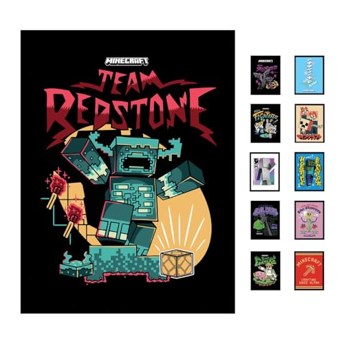 Pyramid International Minecraft (Team Redstone) Collector Print (Framed) 30cm x 40cm - A Stunning Artwork to Enhance Your Collection or Living Space, One Size