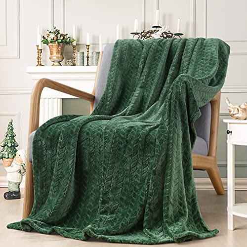 "inhand Fleece Throw Blankets, Super Soft Flannel Cozy Blankets for Adults, Washable Lightweight Fuzzy Blanket for Couch Sofa Bed Office, Throw Size Warm Plush Blankets for All Season (50""×60"", Green)"