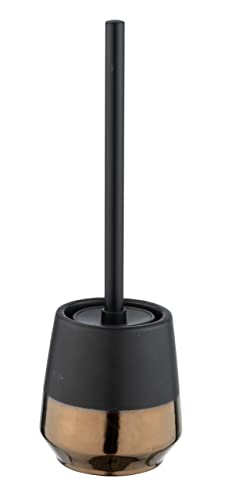 WENKO Brandol Toilet Brush Holder Ceramic with Toilet Brush Diameter 11.8 x 12.7 cm Black/Copper