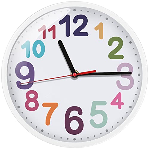 Careland Wall Clock 9 Inch Silent Non Ticking Battery Operated Time Teaching Quartz Home Colorful Read Learn Time Perfect for Teacher's Classrooms and Kid's Bedrooms