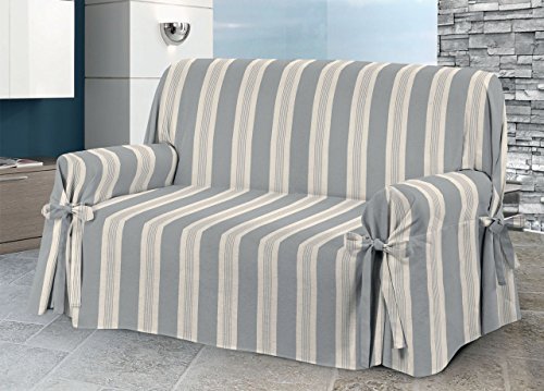BIANCHERIAWEB Sofa Cover with Tie Bow, Cover for Sofa, Sofa Cover, Made in Italy, 3 Seater Grey