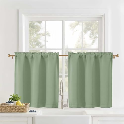 OVZME Solid Short Blackout Curtains