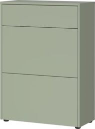 Germania Shoe Cabinet 1933-629 GW-Binetto, in Taupe Green/Oak-repro, with push-to-open function, 70 x 99 x 34 cm (WxHxD)