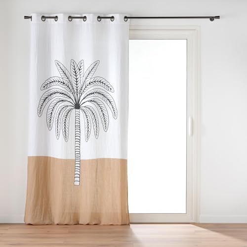 Douceur d'Intérieur, Oasia Printed Cotton Gauze Curtain with Eyelets (140 x 240 cm)