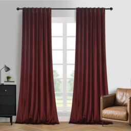 Roslynwood Luxury Soft Ruby Wine Velvet Curtains 63 inches Long Back Tab Thermal Insulated Blackout Window Drapes for Living Room/Bedroom/Dining Room, W52 x L63, 2 Panels