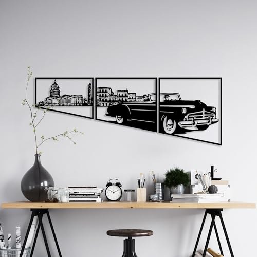 Stylish Black Decorative Metal Wall Accessory Set (3 Pieces) - 1.5 mm Thick - Sizes: 26 x 37 cm, 35 x 39 cm, 43 x 40 cm - Perfect for Modern Home Decor