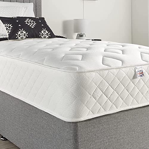 Aspire Beds Comfort Plus Aspire-Cool Touch Memory Foam Bonnell Sprung Value Essentials Spring Hybrid Mattress, White Border, 5ft King Size Mattress (150cm x 200cm)