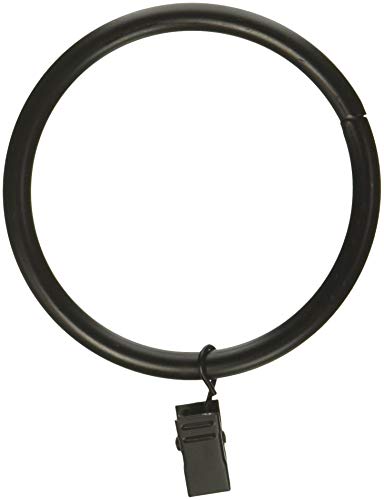 Rod Desyne Curtain Rings w/Clip, Black, Set of 10