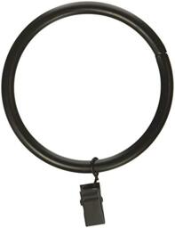 Rod Desyne Curtain Rings w/Clip, Black, Set of 10