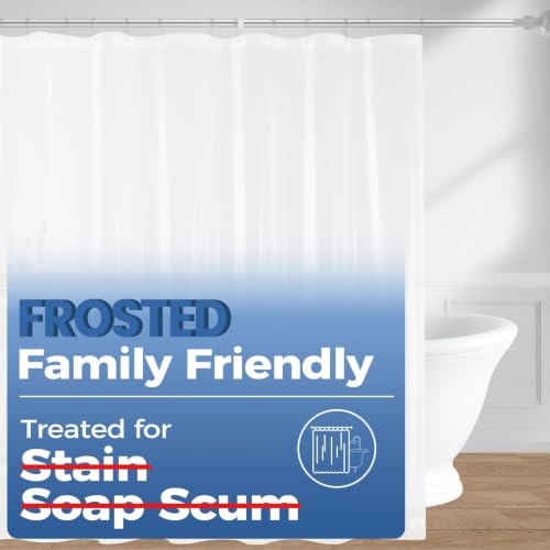 "downluxe Shower Curtain Liner, PEVA Plastic Shower Liner with 3 Magnets, 72"" x 72"" Waterproof Bathroom Curtain, EVA Frosted, 1 Pack"