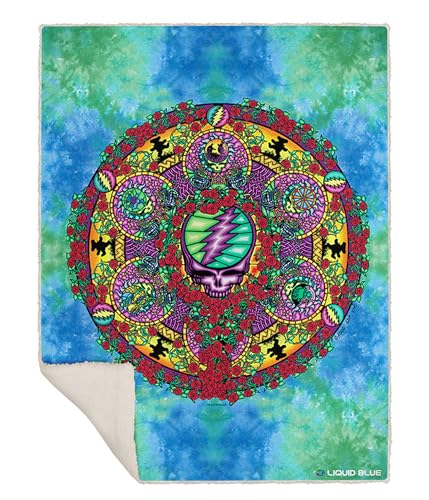 "Liquid Blue Grateful Dead Celtic Mandala Warm Coral Fleece Throw Blanket, Multi, 50"" X 60"" (81019-960-50"" X 60"")"