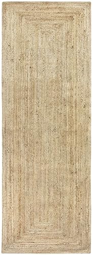 HAMID Rug Jute Runner Alhambra Natural Colour, Jute Rug, Area Rug 100% Jute Fibre Hand Wovem, Braided Rug for Home, Living Room, Floor Carpet..(200x80cm)