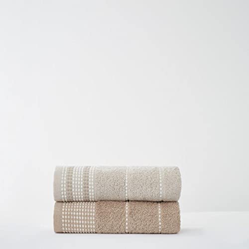 GC GAVENO CAVAILIA 2 Piece 100% Pure Cotton 550 GSM Dalby Hand Towel Set, Premium Quality Soft Comfortable Absorbent, Egyptian, Natural, 50x80 Cm