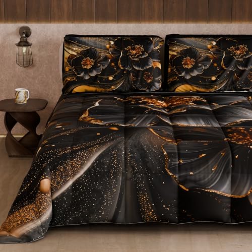PETTI Artigiani Italiani - Winter Quilt, Winter Duvet, Double Sided Quilt, Solid Colour and Digital Floral Print 06 22, 100% Microfibre, Made in Italy