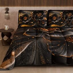PETTI Artigiani Italiani - Winter Quilt, Winter Duvet, Double Sided Quilt, Solid Colour and Digital Floral Print 06 22, 100% Microfibre, Made in Italy