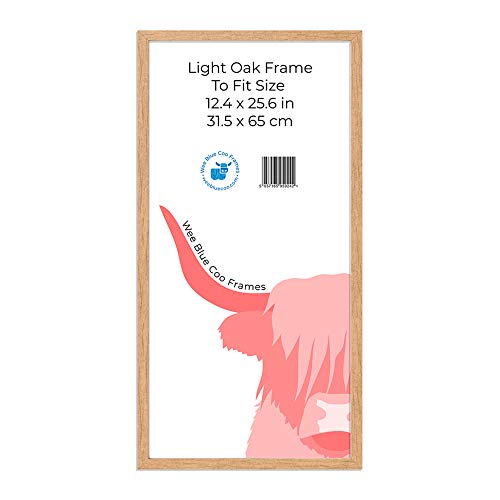 Wee Blue Coo Long Light Oak Wooden Picture Frame 12.4 x 25.6 Inch (31.5 x 65 cm) Acrylic Safety 'Glass' Photo Frame