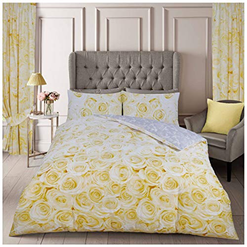 GC GAVENO CAVAILIA Luxury Geometric Duvet cover, Floral Bedding Quilt Set, Polycotton Bed Covers, Ochre, Double