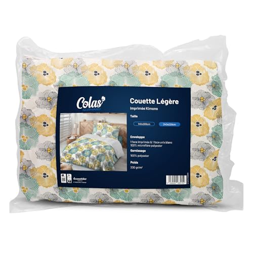 COLAS NORMAND Lightweight Duvet – 240 x 220 cm – Kimono Print – Cover 100% Polyester Microfibre – Filling 100% Polyester – Made in France