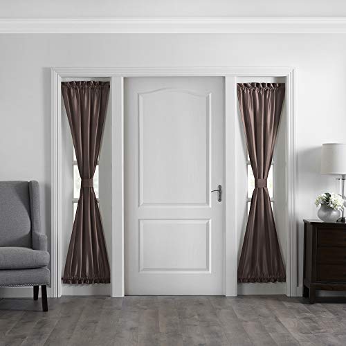Elrene Home Fashions Colette Faux-Silk Side Door Window Panel, 28 in x 72 in (Side Door Panel), Chocolate