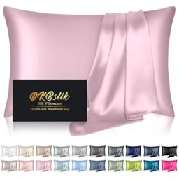 Silk Pillowcase for Hair and Skin, Mulberry Silk Pillow Cases Standard Size, Cooling Sleep Both Sides Natural Silk Satin Pillow Covers with Hidden Zipper, Gifts for Women Men, Light Pink
