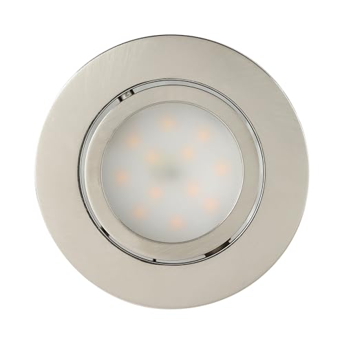 Eglo Set of 3 LED recessed spotlights Pineda, Swivel Ceiling spot in Silver Plastic, Flat Warm White, 4.9 W, 1080 lm, 3000 K, Ø 8.4 cm