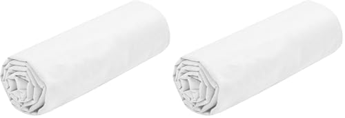 STOF - Fitted Sheet - Size 160 x 200 cm - Large 30 cm - 100% Oeko-Tex Certified Cotton - White - Eden Model - Bed Linen for Home - Soft and Comfortable for a Cosy Nest (Pack of 2)