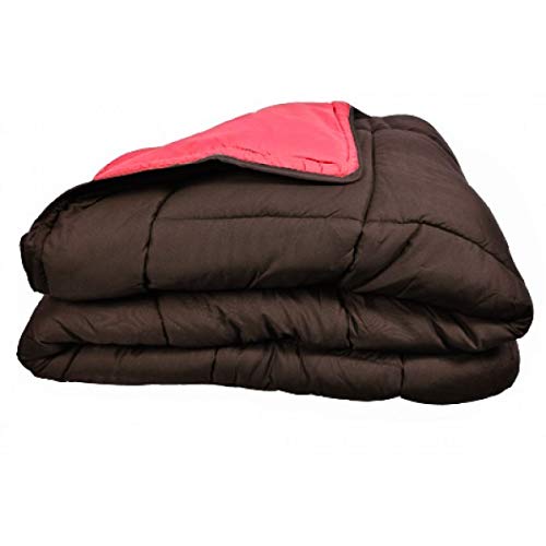 Poyet Motte Calgary Polyester Duvet Chocolate/Coral, polyester, Chocolat/Corail, 220x160x1 cm