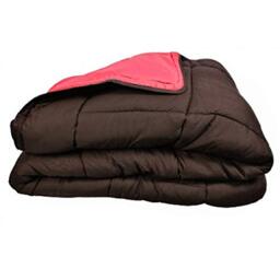 Poyet Motte Calgary Polyester Duvet Chocolate/Coral, polyester, Chocolat/Corail, 220x160x1 cm