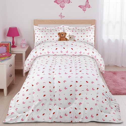 Utopia Bedding All Season Butterfly Comforter Set with 2 Pillow Cases - 3 Piece Soft Brushed Microfiber Kids Bedding Set for Boys/Girls – Machine Washable (Twin/Twin XL)