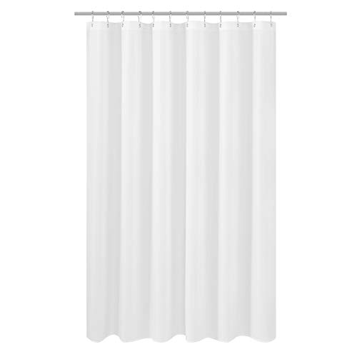 N&Y HOME Fabric Shower Curtain Liner 66 x 72 inches, Hotel Quality, Washable, Water Repellent, White Bathroom Curtains with Grommets, 66x72