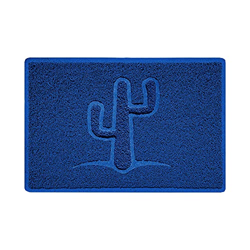 Nicoman Cactus Embossed Shape Door Mat Dirt-Trapper Jet-Washable Doormat-(Use Indoor or Sheltered Outdoor)- (60x40cm/23.6x15.7inches, Small) Blue