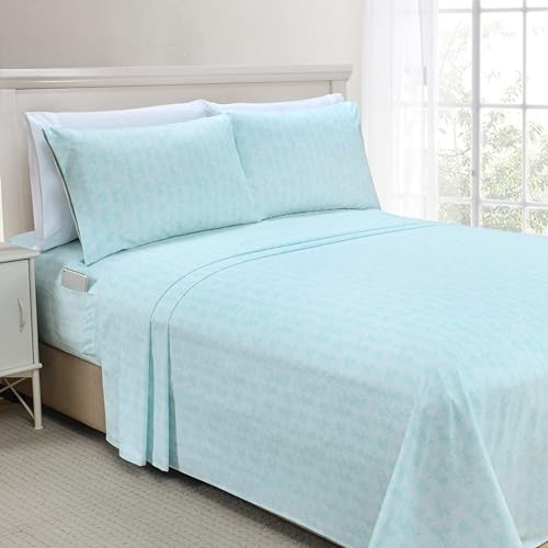 Elegant Comfort Softest and Coziest 6-Piece Sheet Set - 1500 Premium Hotel Quality Microfiber - Deep Pocket, Wrinkle Resistant 6-Piece Wave Pattern Bed Sheet Set, California King, Wave Aqua